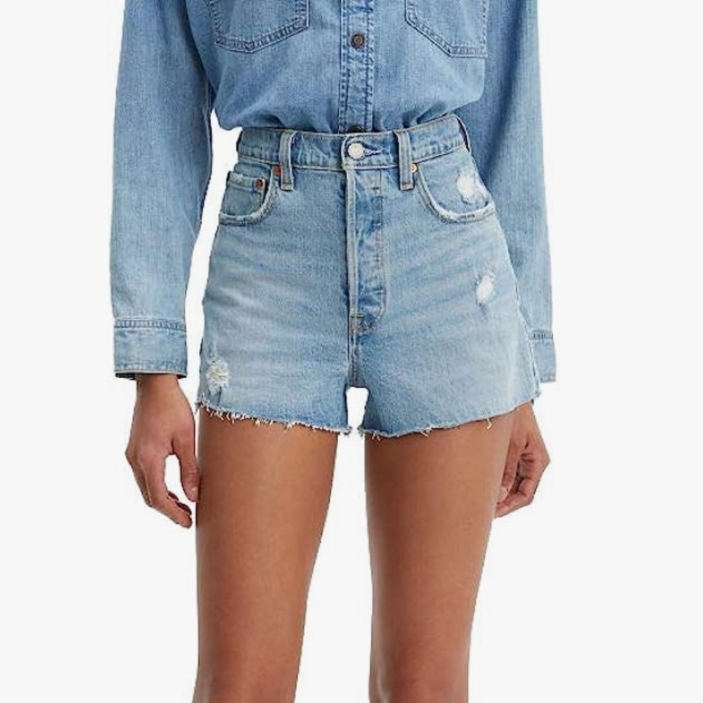 Levi's Light Blue High-Rise Denim Jean Shorts